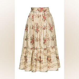 Lena Hoschek Floral Rose Garland Cream Pink Cotton Vintage Skirt